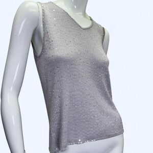 Y2K Valerie Stevens silver beaded knit tank